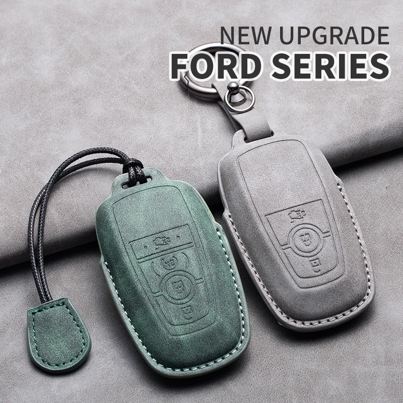 

Leather Car Key Case Cover For Ford Ecosport Everest Escort Focus F-150 F-350 Fusion Fiesta Mondeo Mustang Explorer Edge Ranger