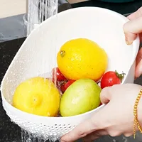 1 יחידה - סיליקון קולנדר קערת אורז סל ניקוי קערת פירות סל ניקוי עם ידית סל ניקוי לבית מטבח מארגן 2