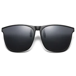 Unisex Vintage Photochromic Clip - On Polarized Sunglasses for Day and Night Driving (Black)