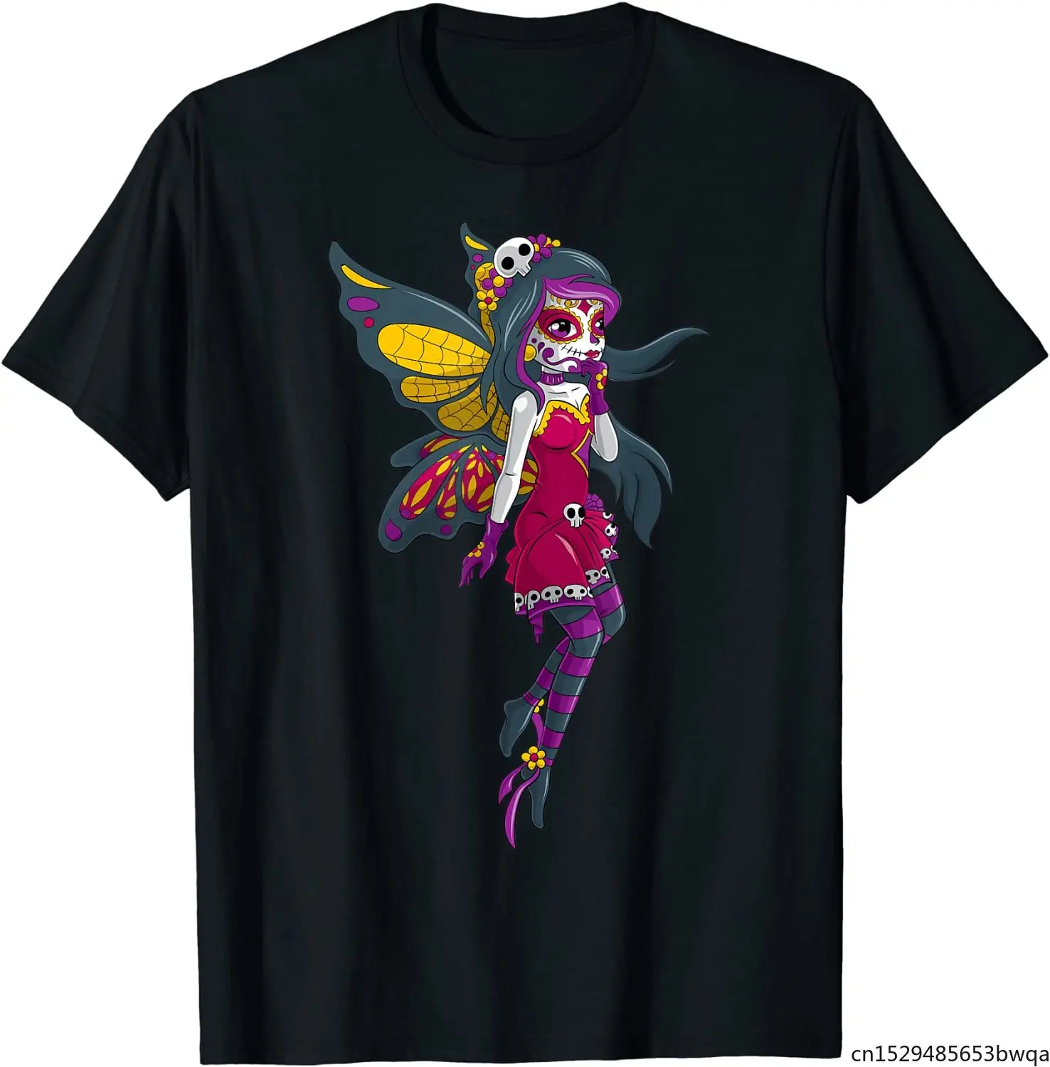

Halloween and Dia De Los Muertos Sugar Skull Zombie Fairy T-Shirt