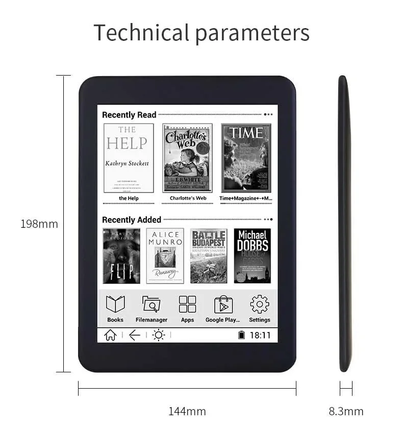 Onyx  Book 16GB+2GB E book 7.8 inch touch screen E-book reader android WiFi Ereader Bluetooth audio E-ink 3200mah battery