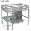 Twin Loft Bed. Full Loft Bed with Desk and Storage, Solid Wood Loft Bed with 4 Storage Drawers & 3 Shelves, High  Bed Full 2