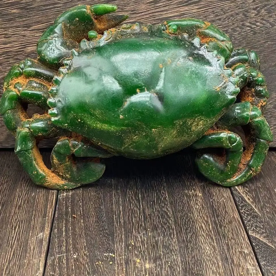 China's Old Jade Carved green Jade Crab 2