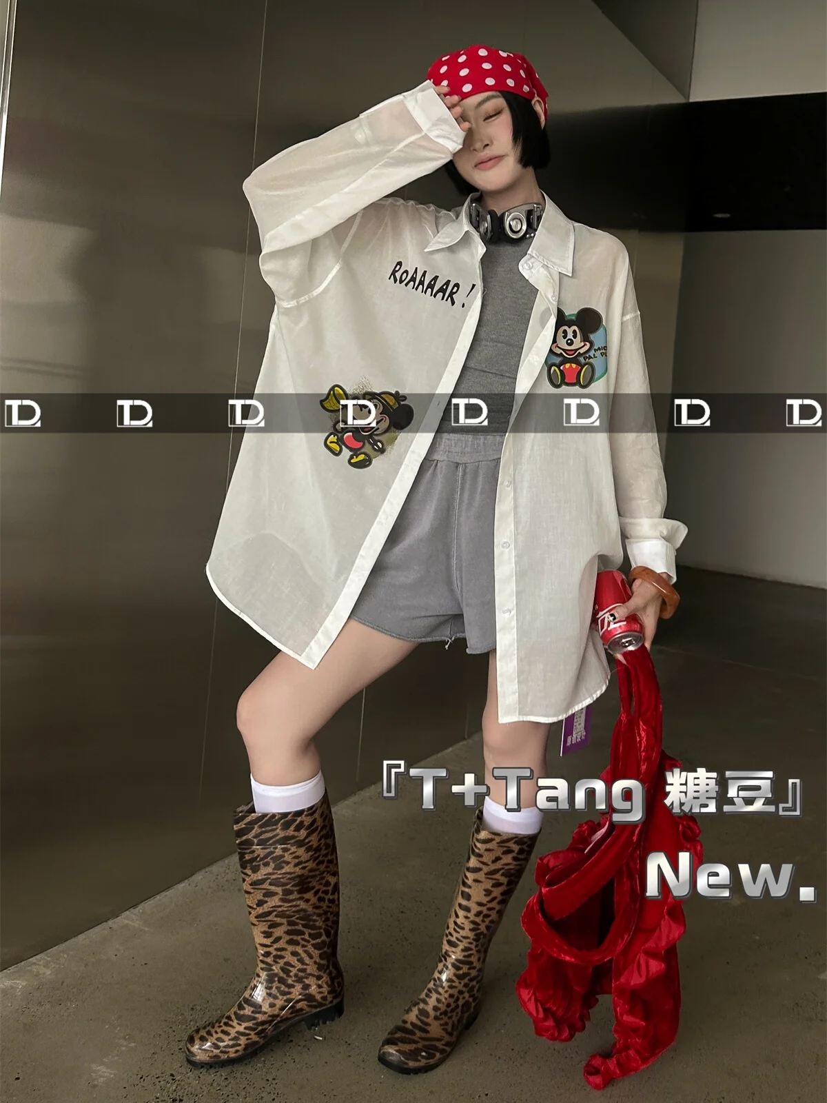 Oversized Long Sleeve White Shirt Spring Summer New Korean Style Loose Cartoon Printed Loose Front Short Back Long Women Shirt