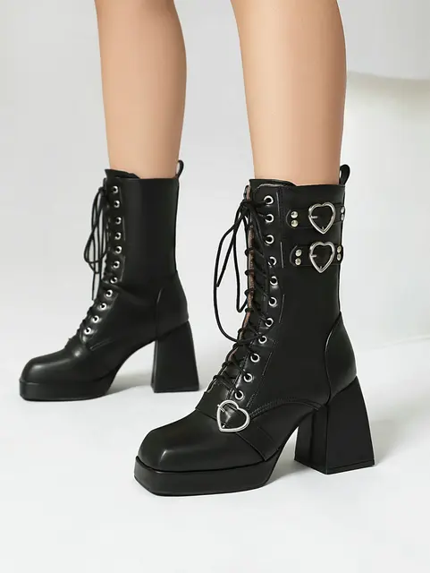 Shoe Damen Gothic Stiefel Lamoda Stiefeletten Mit Hoher Sohle Punk