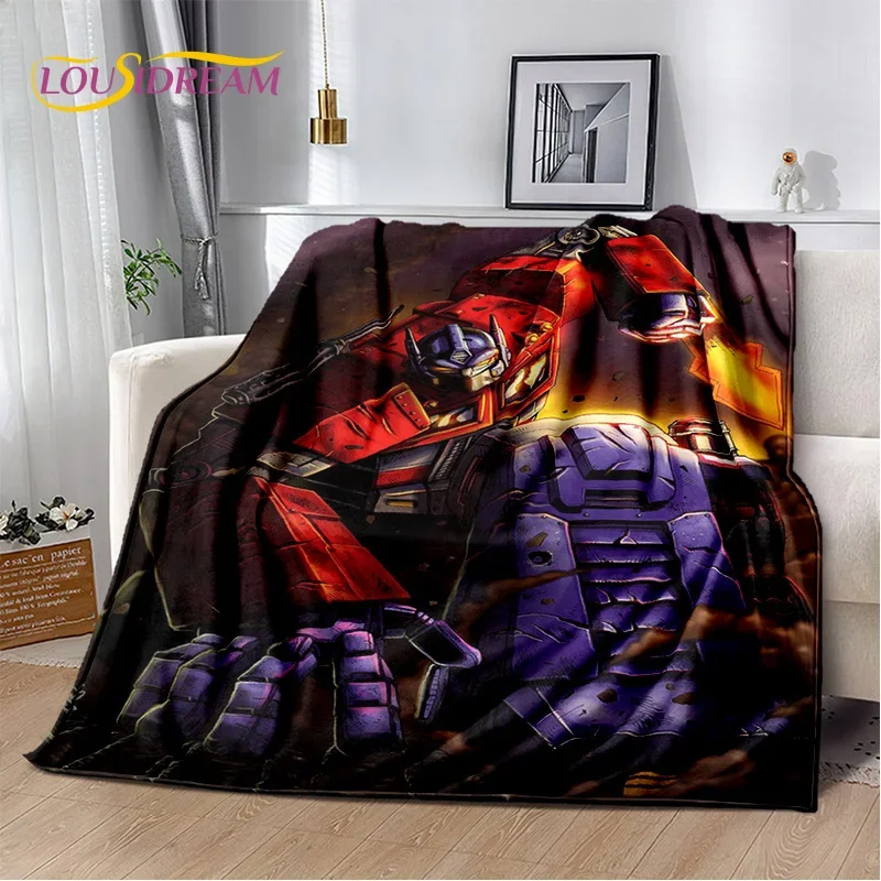 HD Cartoon T-Transformers  Autobots 3D Soft Blankets,Keep Warm Throw Blanket for Picnic Beds Sofa Home Bedroom Gifts Kids Hiking 4