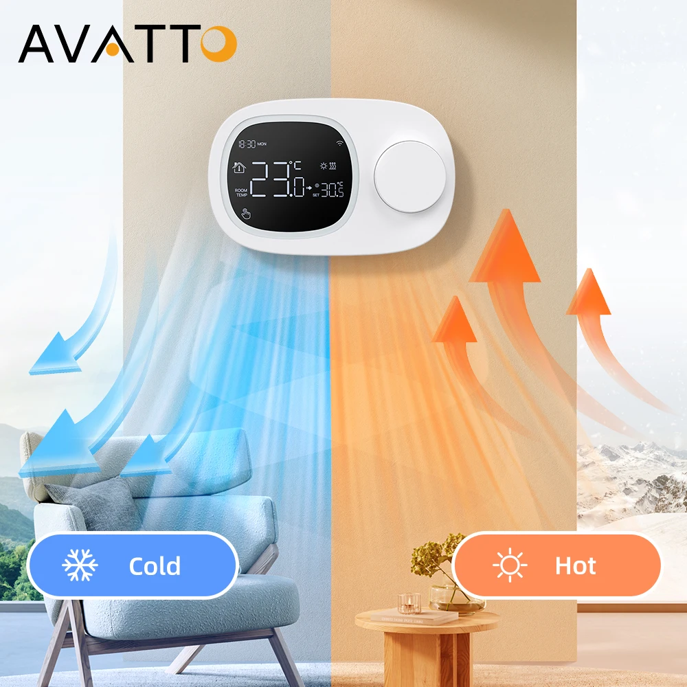 AVATTO Tuya WiFi เครื่องทําความร้อน/ความเย็นน้ําหม้อต้มแก๊สอุณหภูมิ Controller,แบตเตอรี่ต่ํา Smart Thermostat, alexa Google Home 1