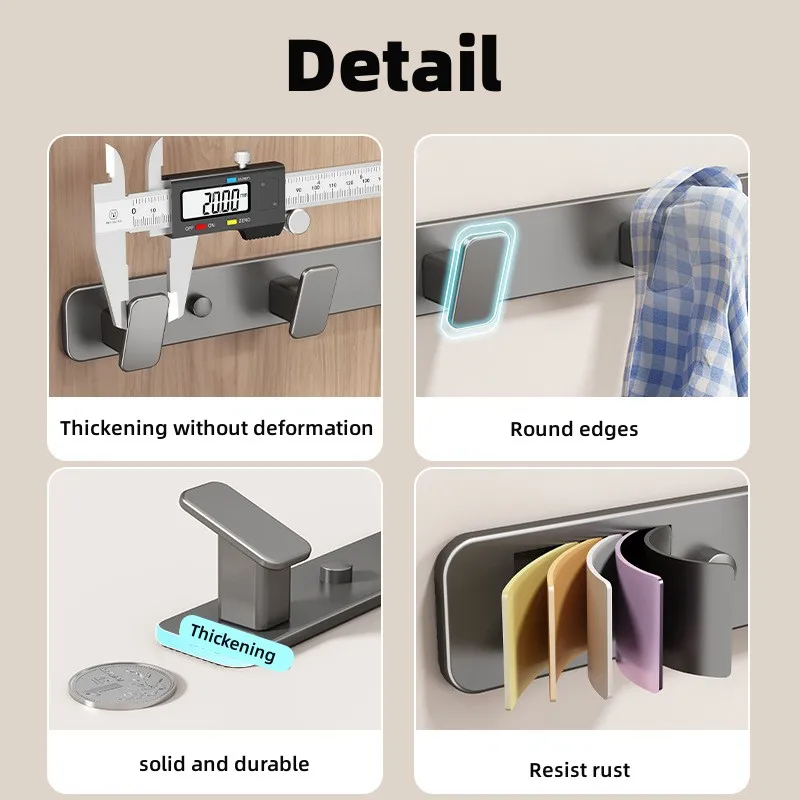 ABS Black Hook Bathroom Towel Hook Living Room Door Back Clothes Simple Black Storage To Save Space