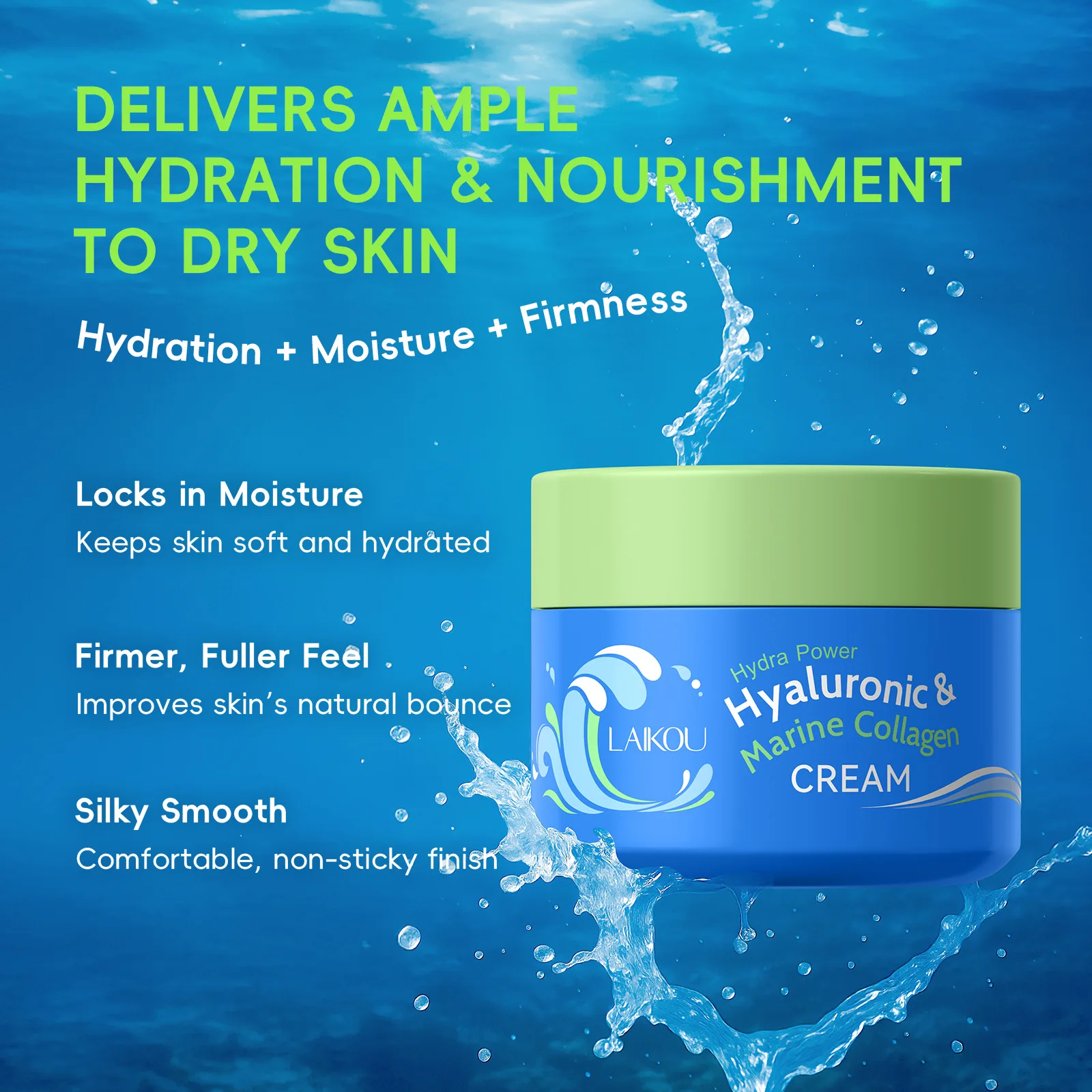 LAIKOU Hyaluronic Acid Collagen Cream Reduces Melanin, Shrinks Pores, Firms and Smoothes Skin, Suitable for All Skin Types