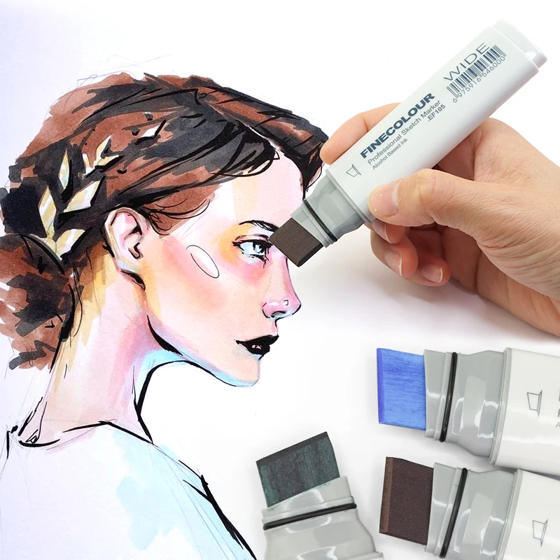 

FINECOLOUR 20mm Oversized Wide Head Skin Tone Oily Markers Painted manga Color Markers Art supplies