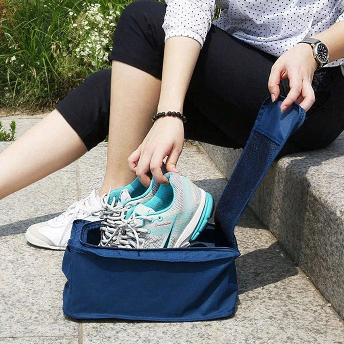 1pc-Portable Folding Small Shoe Bag Travel Storage Bag Shoe Storage Bag Multifunctional Waterproof Beach Travel Shoe Bag