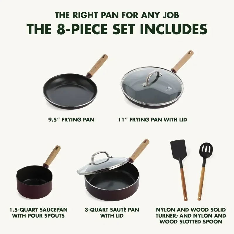 GreenPan Hudson Healthy Ceramic Nonstick, Frying Pan Set, 9.5 and 11,  Black 