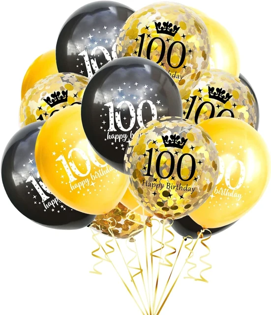 100th Birthday Balloons Gold and Black Party Decorations Latex Confetti  Balloon for Women Men 100 Year Old Anniversary Theme - AliExpress