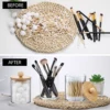 3/4Pcs Bathroom Organizer Set Qtip Holder Dispenser with Bamboo Lids Clear Acrylic Storage Box for Cotton Ball/Swabs Storage NEW 2