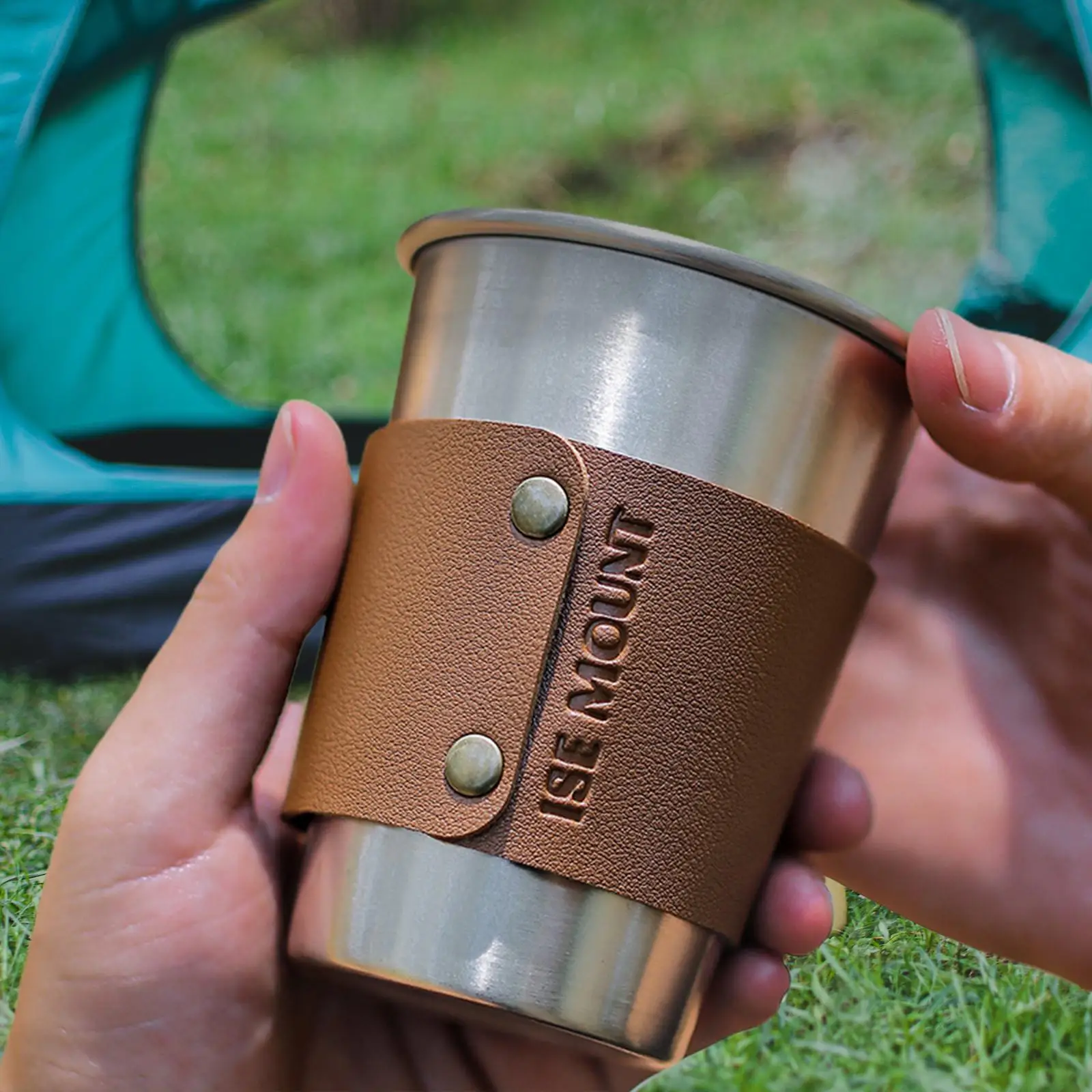 Housse De Tasse En Cuir PU Réutilisable - Manchon Isolant Chaud/froid, Portable, Couleur Marron - Pour Café, Thé, Décoration - 5