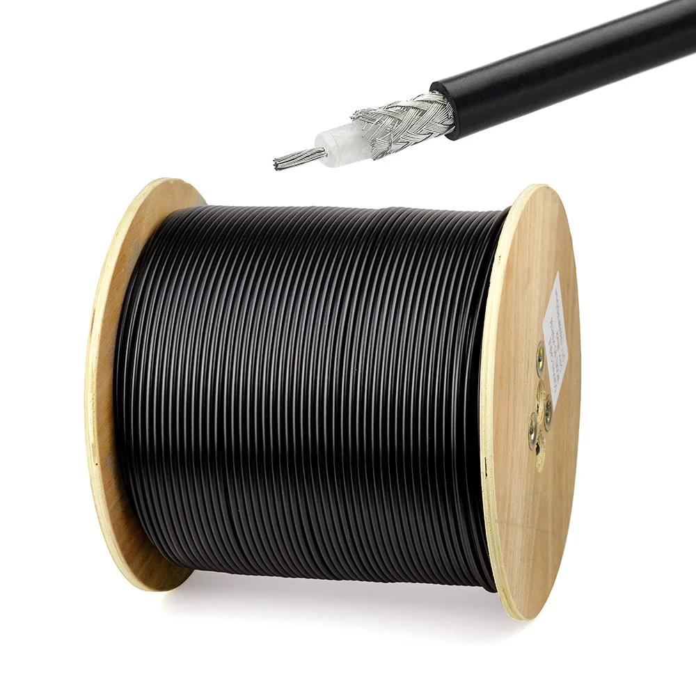 Black RG58 RF Coaxial Cable Connector Adapter 50 Feet