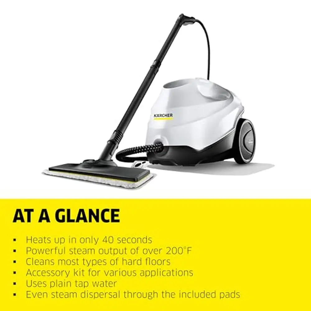 Multi-Purpose Power Steamer Deep Clean Laminate Grout Tile Mirrors Heat-Up in 40 Sec Continuous Steam Attachments Included 2