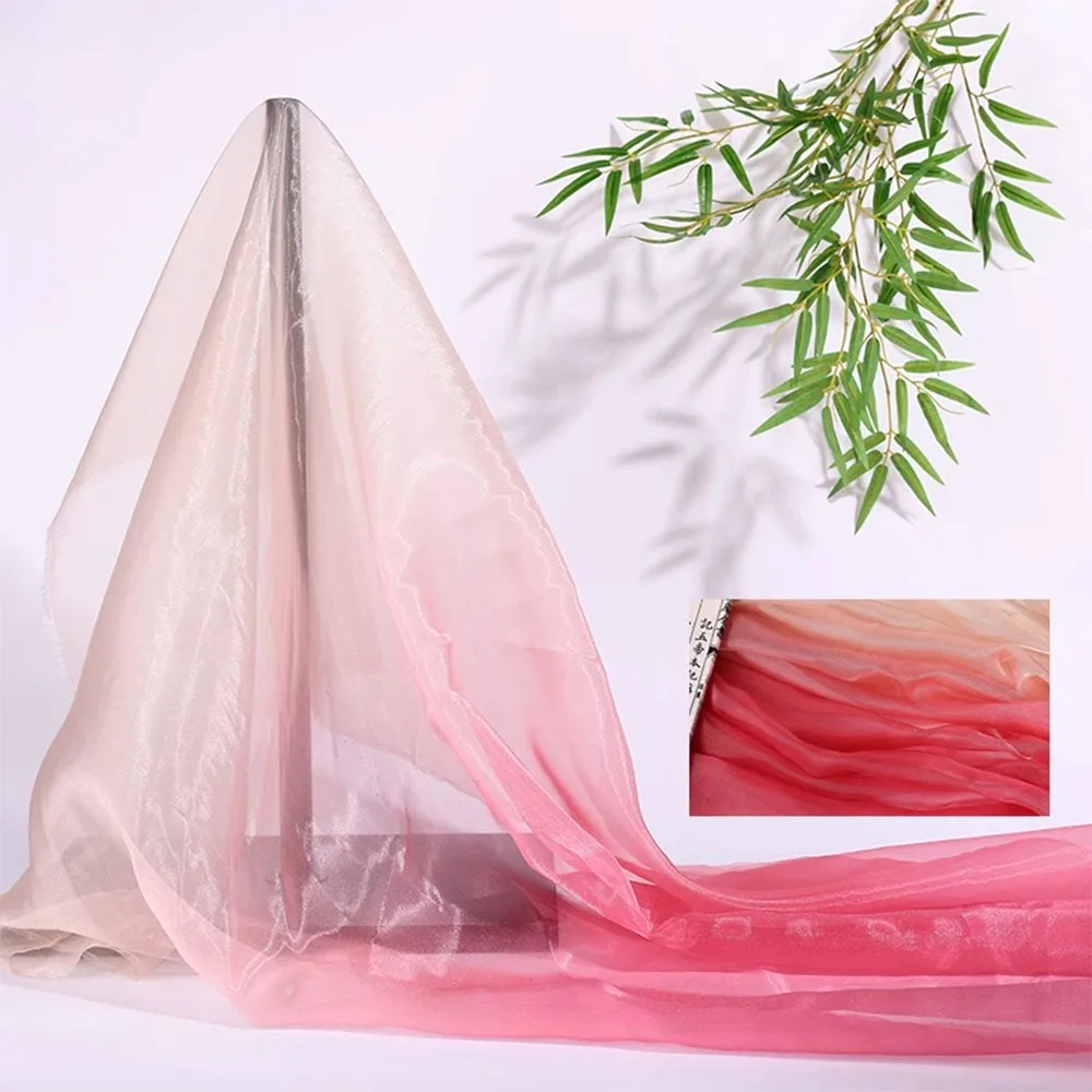 1 야드/폭 140cm 오간자 원단 화려한 그라데이션 투명 질감의 보일 거즈 메쉬..