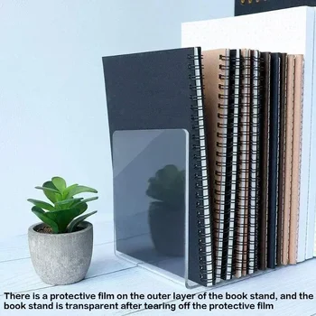 1PC Transparent Acrylic Bookends Stand Bookshelf Desktop Decorative Storage Rack Bookend Book Holder Organizer School Stationery 1
