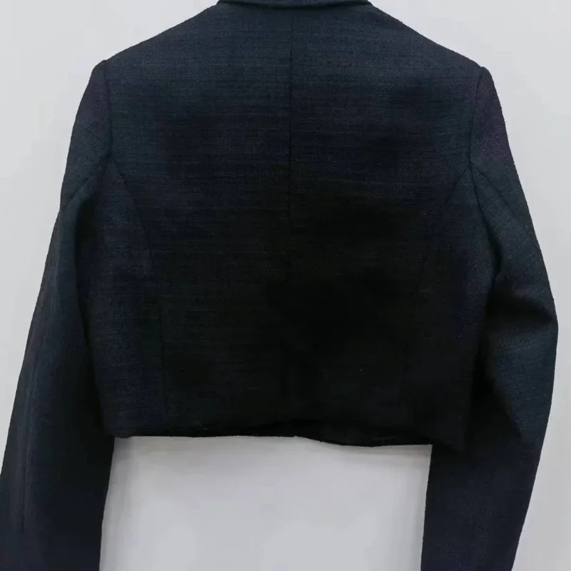 

Женское черное однобортное пальто, элегантная осенне-зимняя куртка с отложным воротником и длинным рукавом