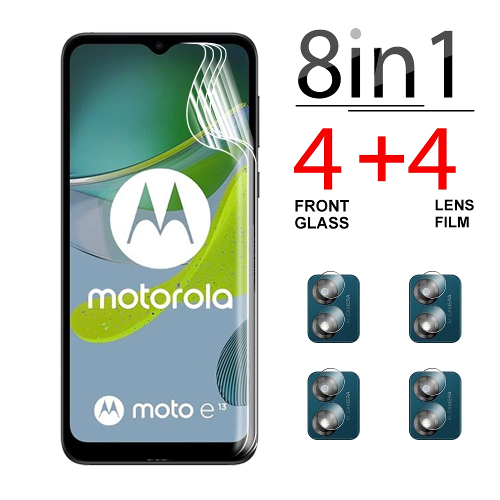 

8in1 transparent soft film For Motorola Moto E13 Full glue cover Scratch resistance hydrogel film Motoe 13 13e Camera Lens Film