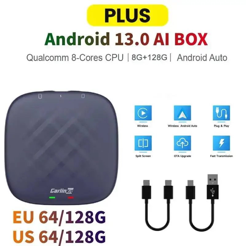 For Wireless CarPlay Ai Box Android Auto 4+64GB Android 10 North America  Version