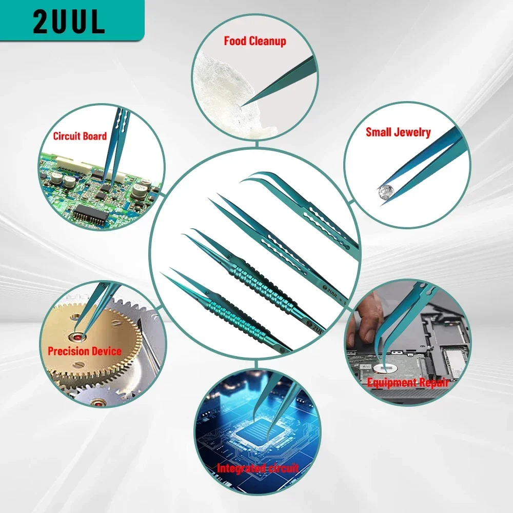 Titanium Alloy Precision Electronics Tweezers - Green