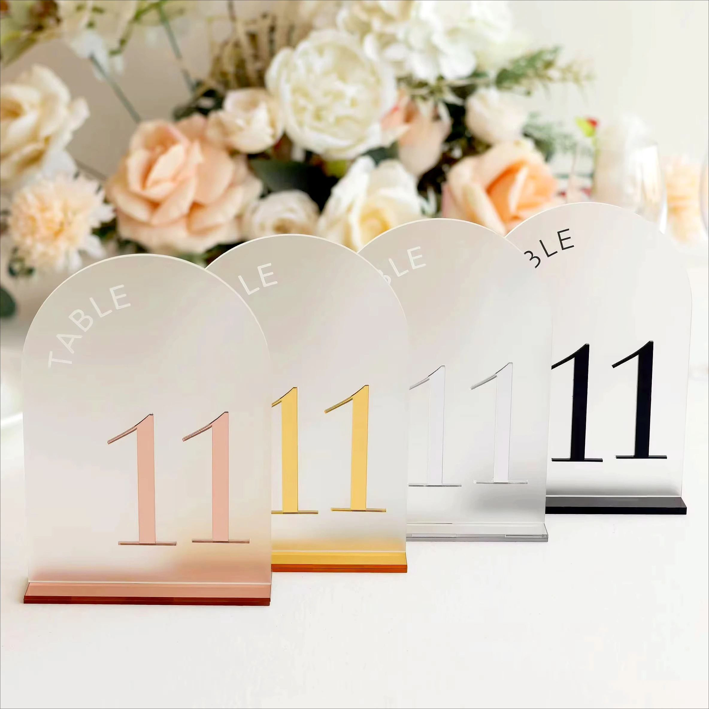 Frosted Arch Acrylic Table Numbers Table Signs Wedding Decor Wedding Signage Black Numbers Reception Decor