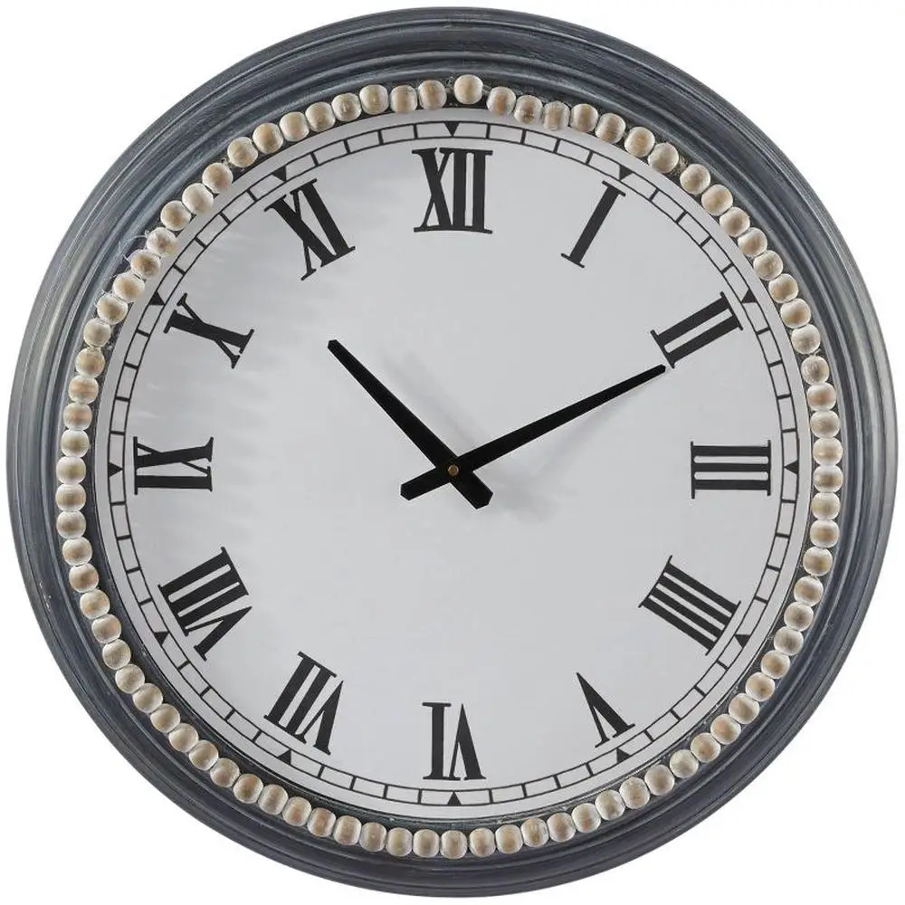 

Винтажные круглые металлические настенные часы в французском стиле провинции с бисером, белые, 22,55x22,55 дюйма, бесшумные римские цифры, фермерский завод