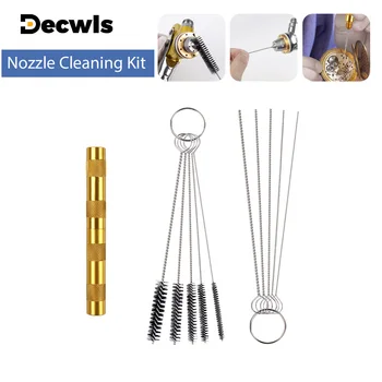 11pcs Airbrush Spray Gun Nozzle Cleaning Set Needle Brush Repair Tool with Stainless Steel Handle Precision Kit Car Motorcycle