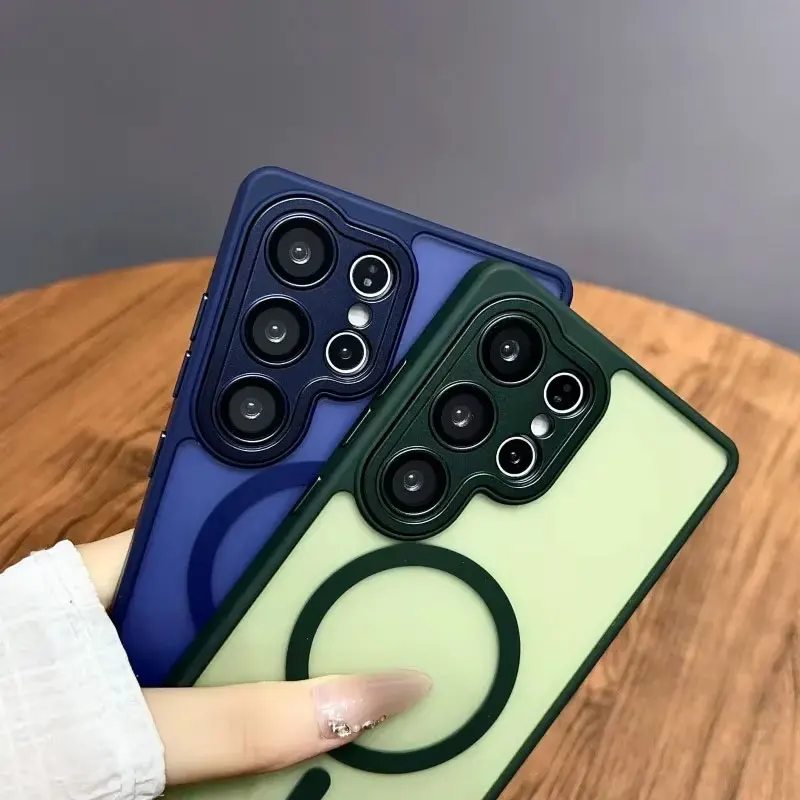 Magnetic Luxury Matte Translucent Armor Shockproof Case with Magsafe Wireless Charging Compatibility