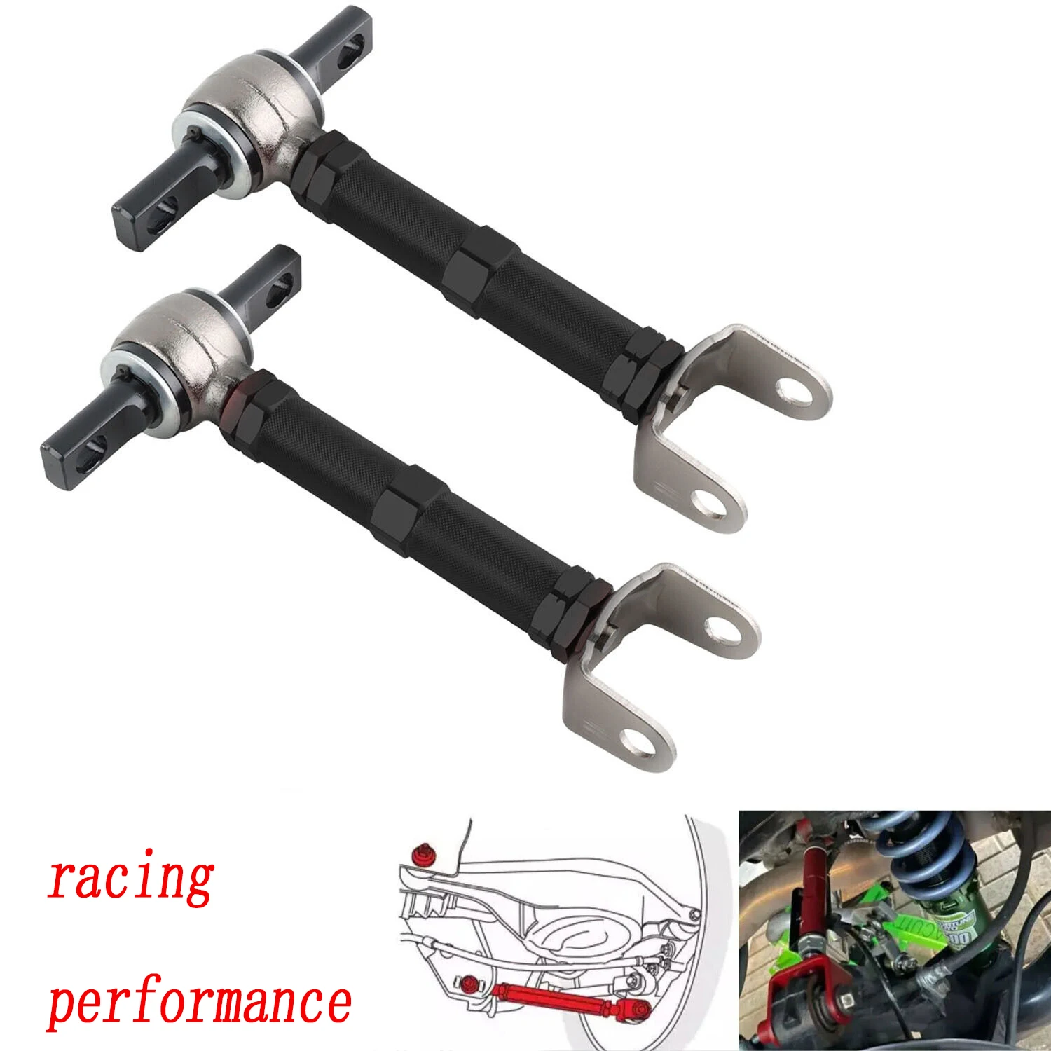 Car Suspension Parts Adjustable Rear Camber Control Arms Black 01-05 Honda Civic 02-06 Acura RSX Suspension accessories
