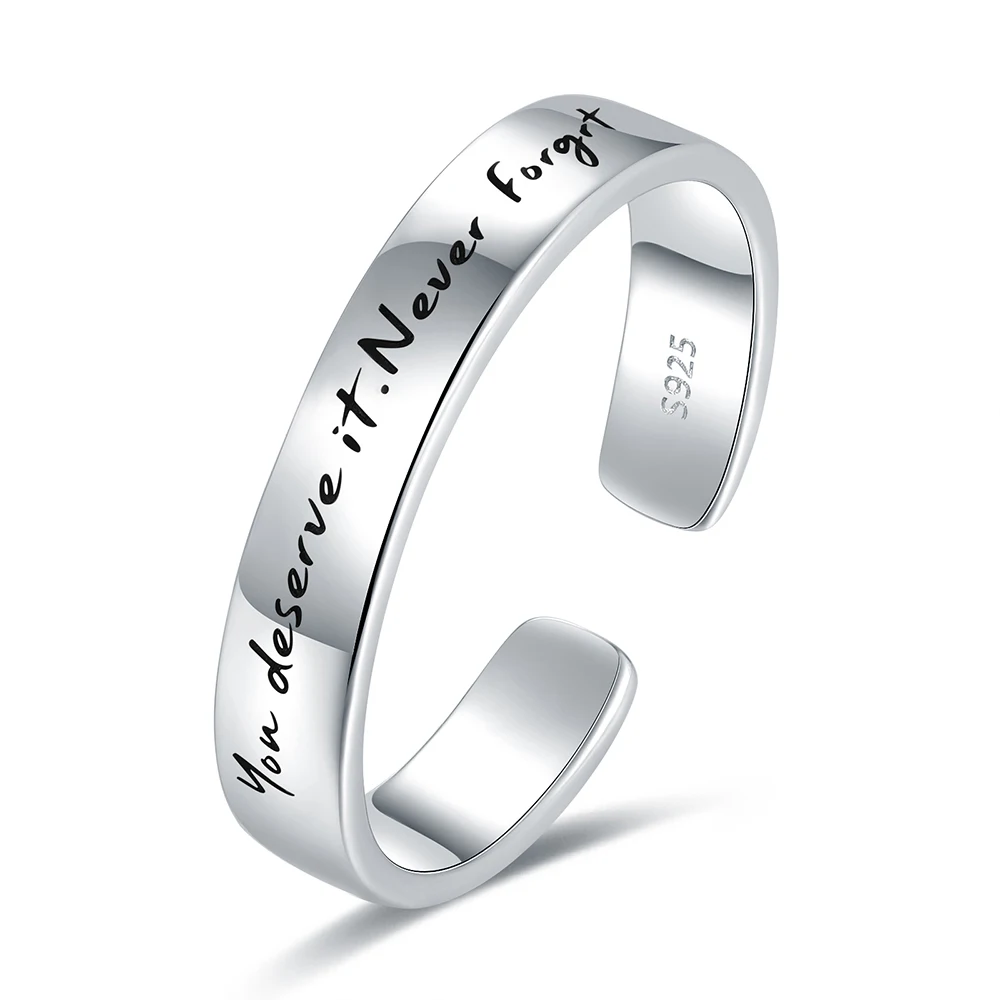 

Personalized 925 Sterling Silver Classic Style Custom Engraved Name Ring Birthday Wedding Gift for Women Girlfriend Girl Jewelry
