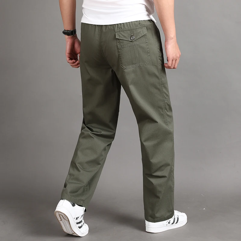 IPPOLICH Men's Pants Men's Oversized Casual Pants Mid Aged Working Trousers Drawstring Cotton Baggy Pants Men's Casual Pants 2