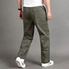 IPPOLICH Men's Pants Men's Oversized Casual Pants Mid Aged Working Trousers Drawstring Cotton Baggy Pants Men's Casual Pants 2