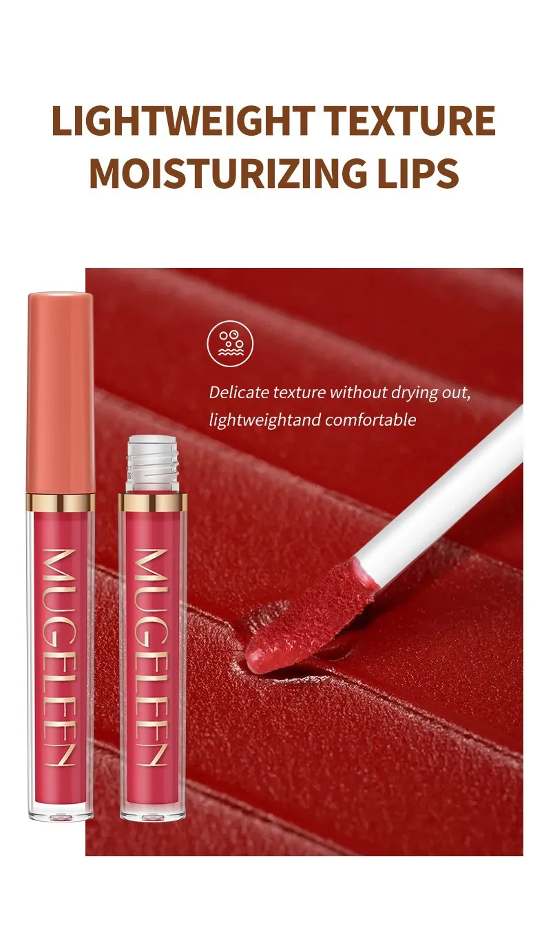Description Picture 6 of item6-Colors Matte Lip Gloss Set Smooth Long-Lasting Moisturizing Waterproof Lipstick Holiday Gift Box