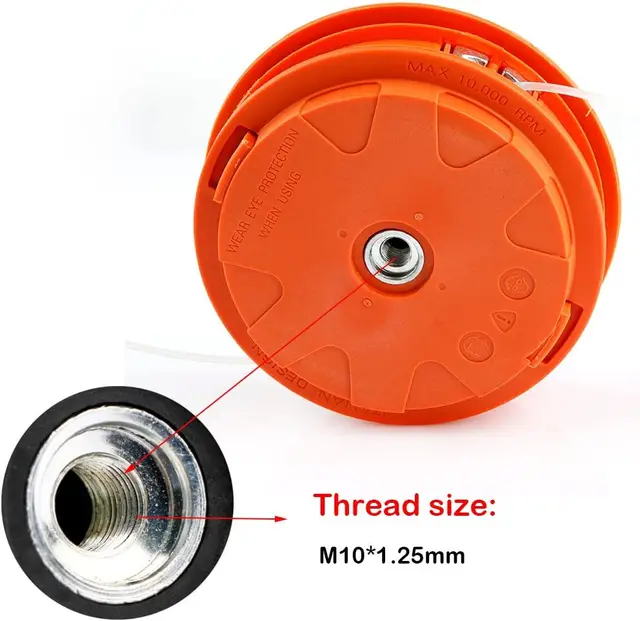 Aluminum Universal Bump Feed Line Trimmer Head Thread Size M10x1.25 Left Hand Lawn Mower Grass Cutter Garden Tool Accessories 4