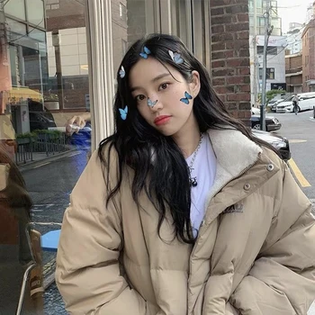 따뜻한 양면 패딩 겨울 자켓 및 코트 여성용, 두꺼운 패딩 외투, 편안한, 두꺼운, 카키