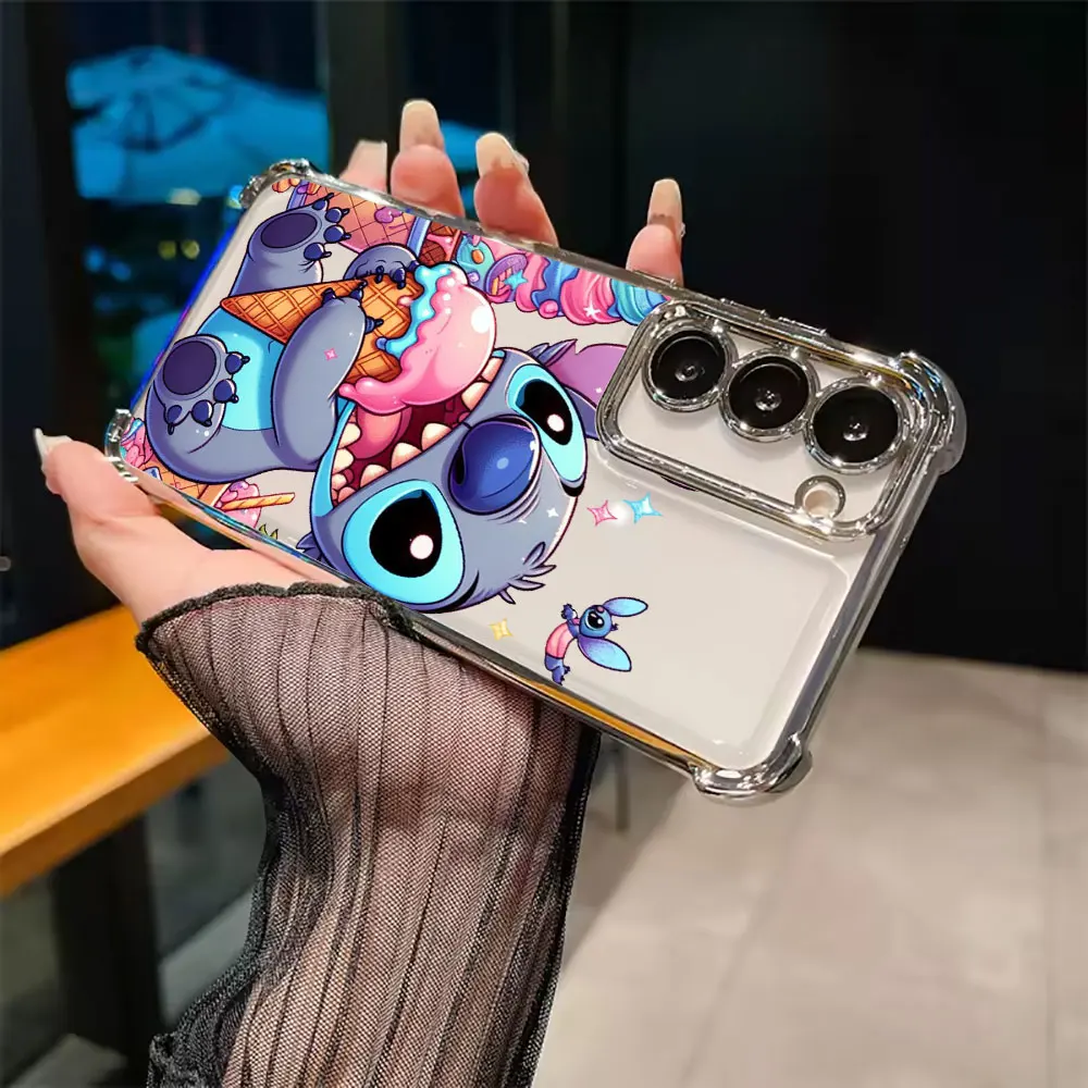 Cute Stitch With Flowers Case For Samsung Galaxy S26 S25 S26Ultra Edge S24 S23 S22 Plus S21 Ultra FE Shockproof Phone Back Cover 5