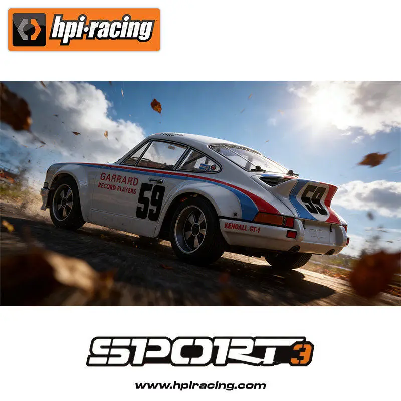HPI 1/10 스케일 스포츠 3 전기 RC 드리프트 모터홈 4WD 시뮬레이션 1973 카레라 브러시드 브러시리스 RTR 버전 성인용 모델 장난감