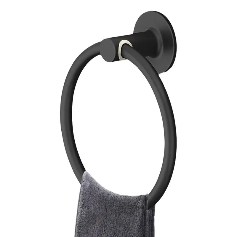 Bathroom Towel Holder Space Aluminum Wall Mount No Punching Easy Installation Round Towel Ring For Bathroom Kitchen