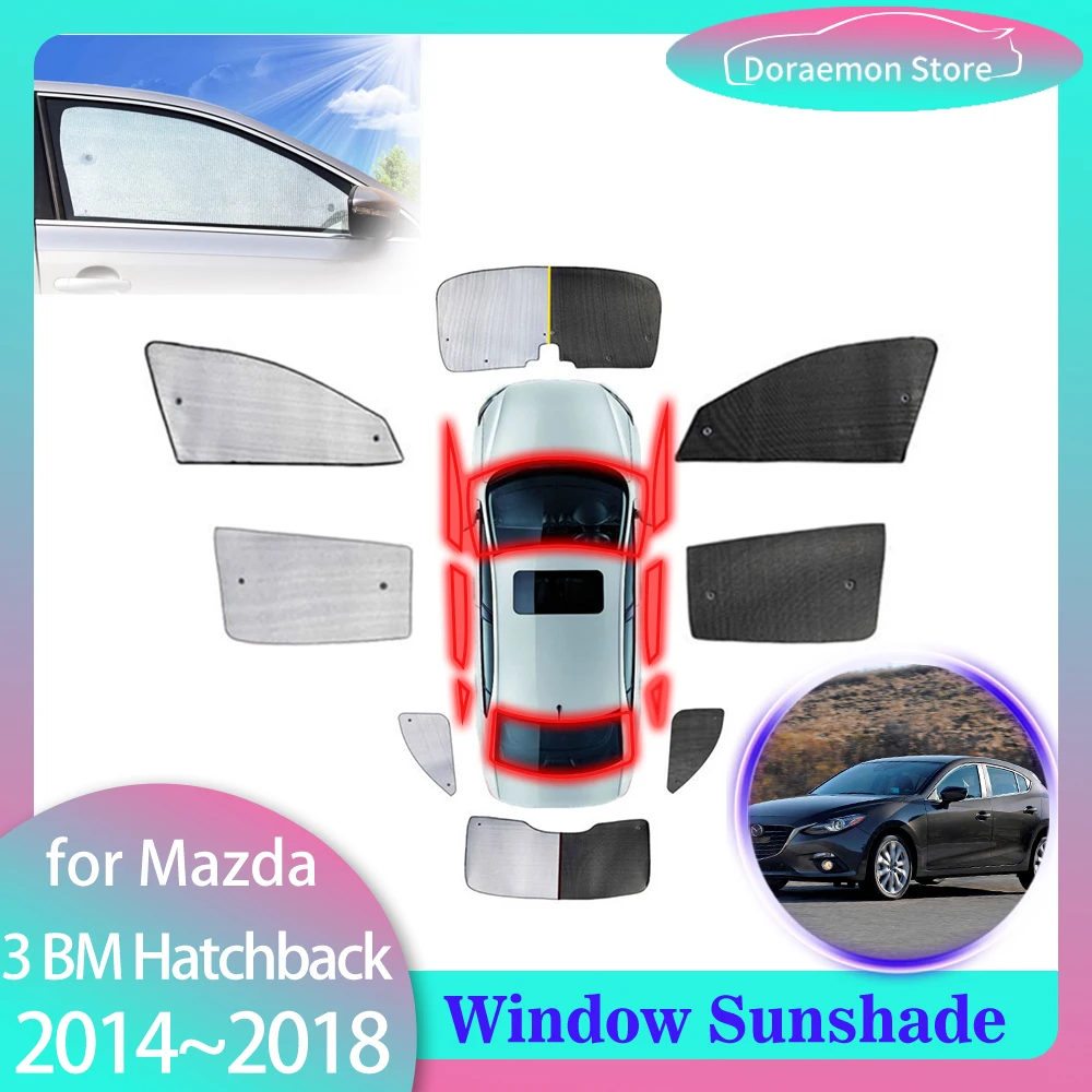 

Солнцезащитные занавески с полным покрытием для Mazda 3, BM BN, Axela, хэтчбек, 2014 ~ 2018 2015 2016 2017, коврик на переднее стекло, заднее стекло, солнцезащитный козырек, занавески, аксессуары