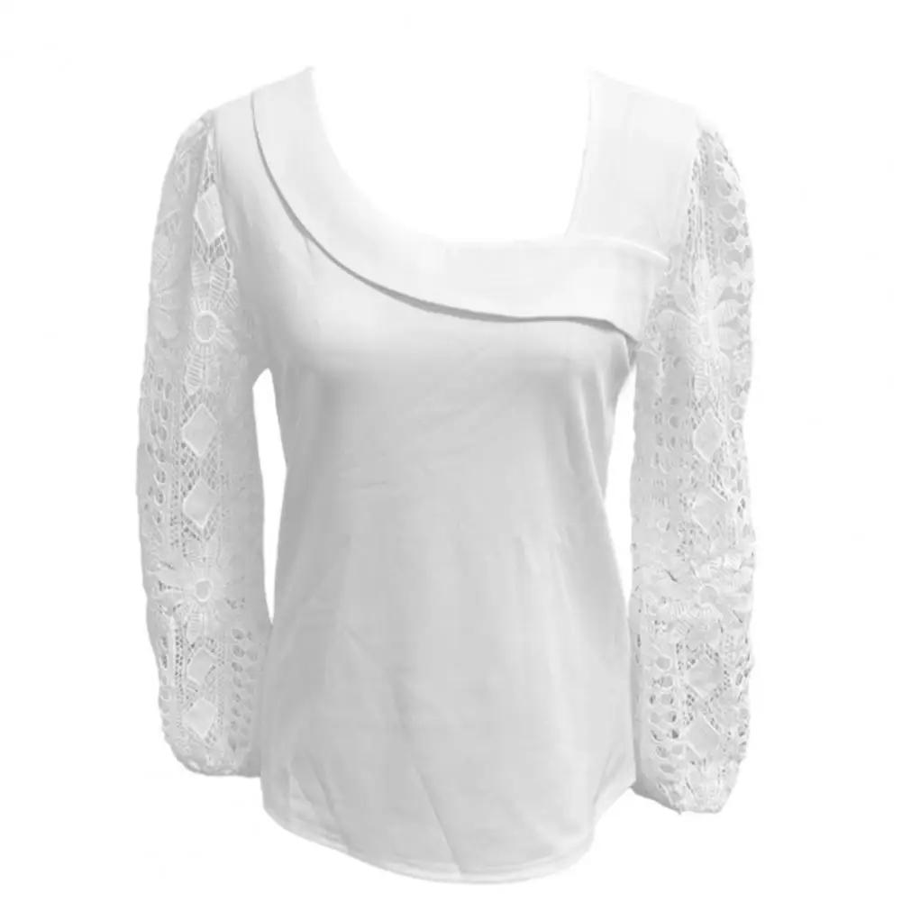 

Floral Lace Top Elegant Lace Hollow Out Spring Shirt for Women Long Sleeve V Neck Pullover Top Soft Lady Commute Wear Cutout