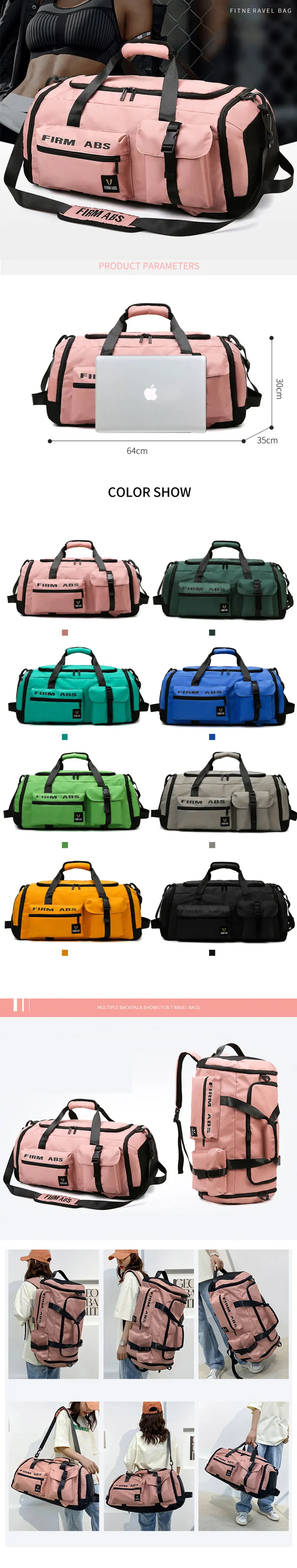 Sporttasche mit Schuh fach Sport-Fitness-Reisetasche mit großer Kapazität Outdoor-Reise rucksack Wochenend-Trainings tasche für Männer Frauen – Detail 3