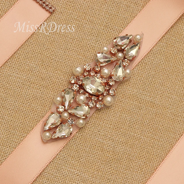 MissRDress Handmade Bridal Cuff Bracelet Rhinestone Silver Jeweled Wedding Cuffs Bridals Bracelets JK844 blush organza