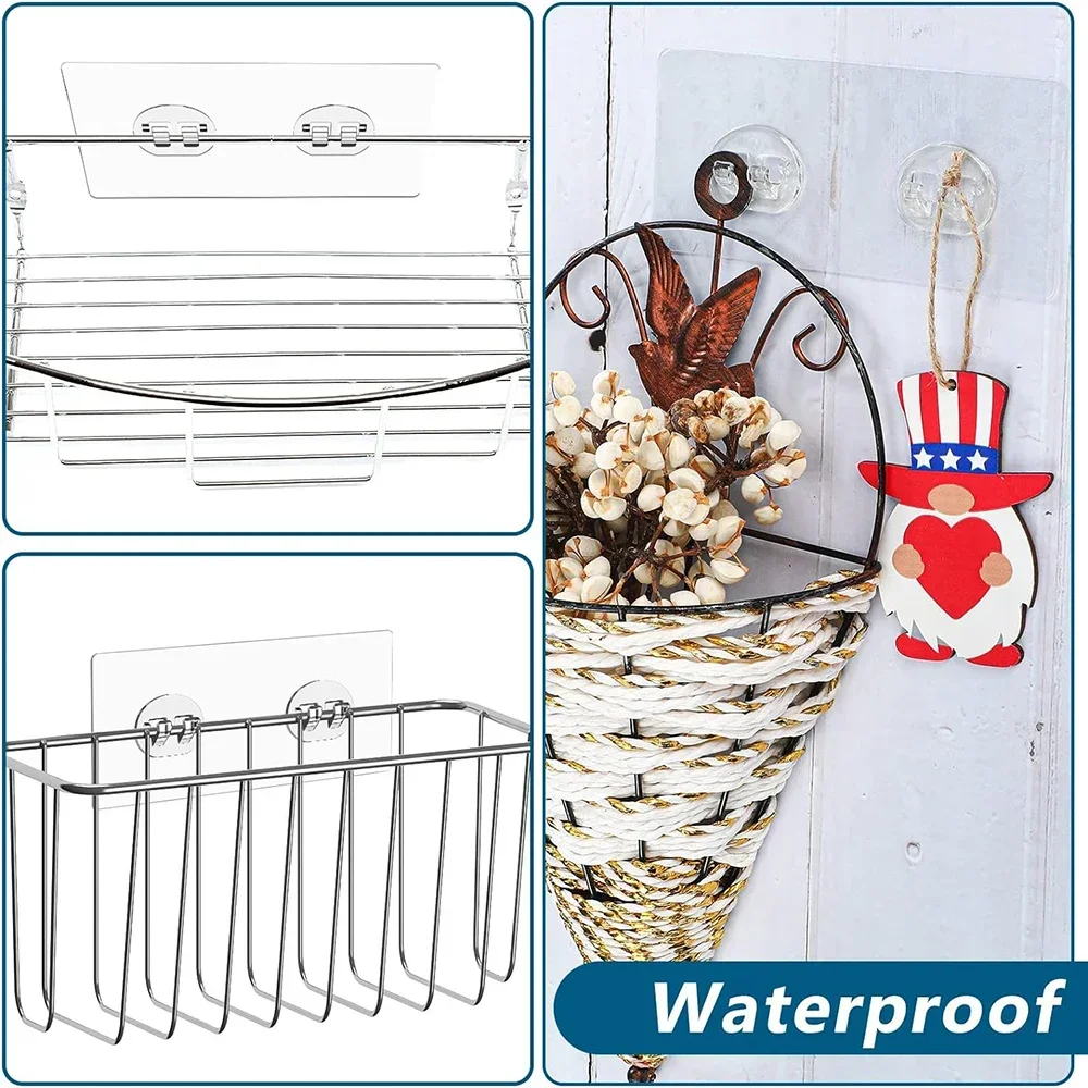 Self Adhesive Transparent Hooks Strong Double Claw Waterproof Wall Mounted Holders Kitchen Bathroom Organization Supply 30-1PCS