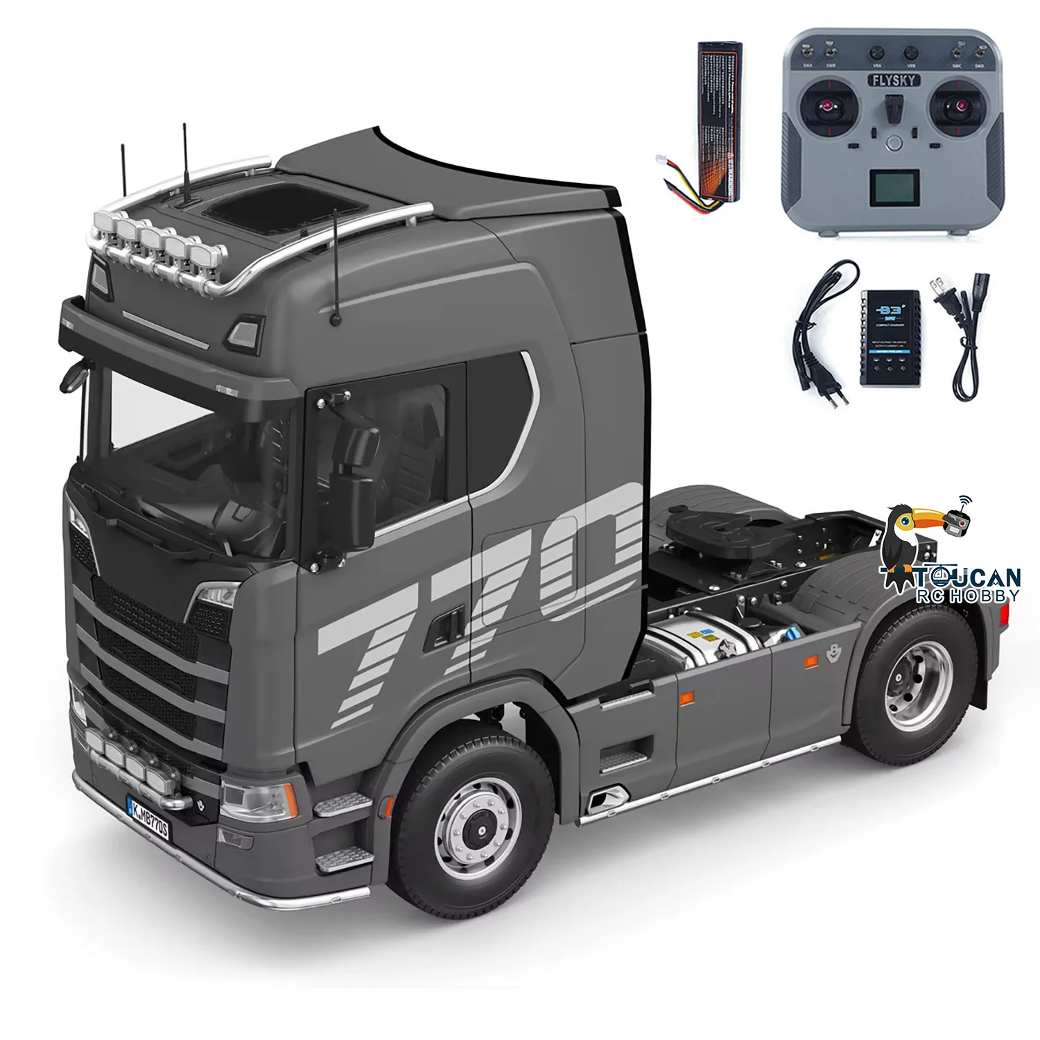새로운 장난감 1:14 카볼라이트 K770S 4*2 메탈 RC 트랙터 트럭 무선 조종 자동차 트럭 2단 속도 조절 조명 사운드 건설 차량 모델