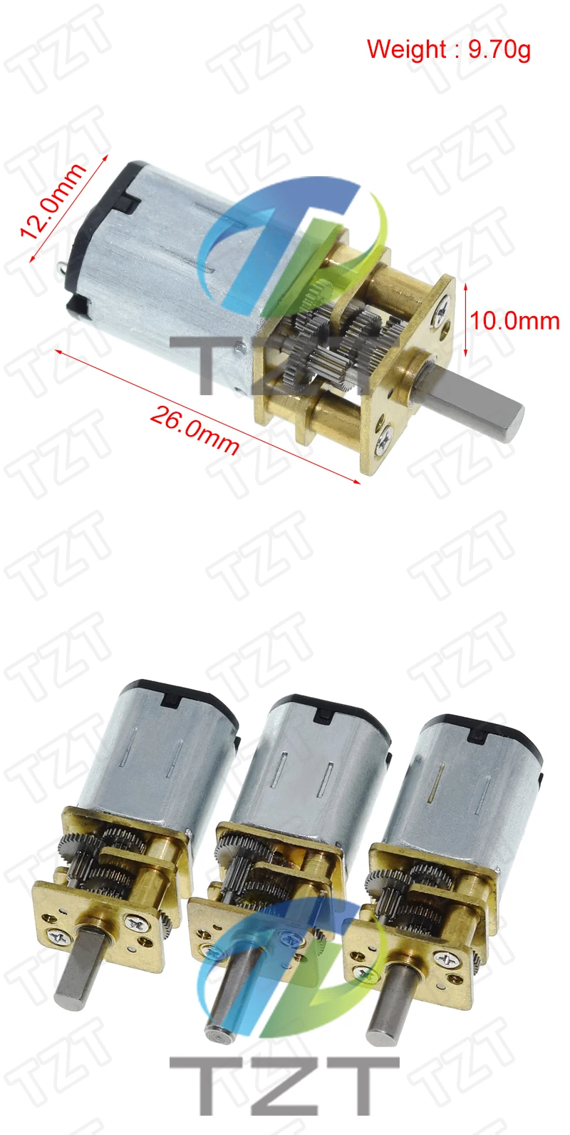 TZT 1/3PCS DC 6V 30RPM 200RPM N20 Mini Micro Metall Getriebe Motor mit Zahnrad DC Motoren GA12-N20 – Detail 1