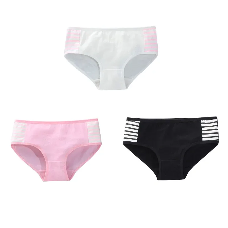 

3Pcs Girls Underwear Triangle Cotton Children's Pants Summer Girls Underwear 9-16Y Comfortable and breathable striped underwear