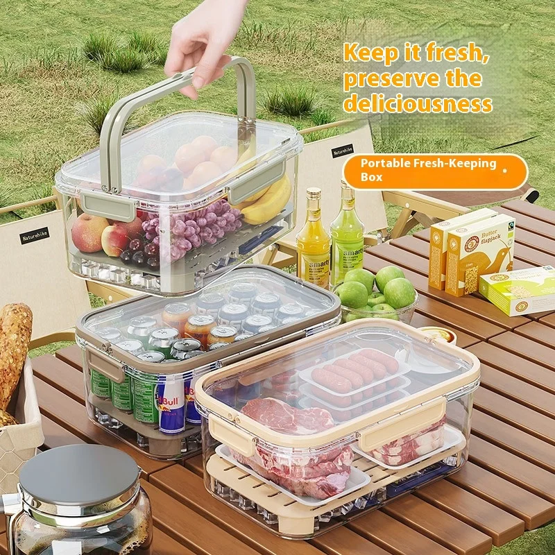 Handheld Fresh-keeping Box for Outdoor Spring Outing, Large Capacity Bento Box, Student Spring Outing Fruit Sealed Box LIJIAO